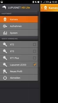 Lupusnet-LE203-App-Hauptmenue